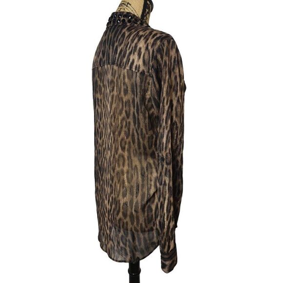 Michael Michael Kor Button Up Semi Sheer Embellished Blouse Medium NWOT - Picture 6 of 8